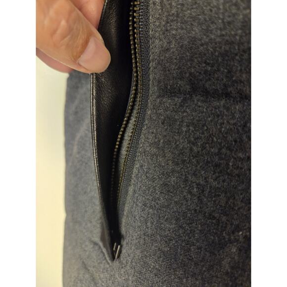 VINCE Men's Vest Size L Gray Wool Black Lamb Leather Trim *Retails $495 - Picture 2 of 12